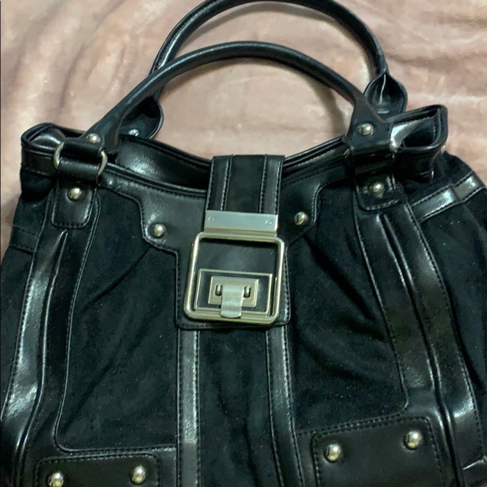 Le Chateau black suede handbag